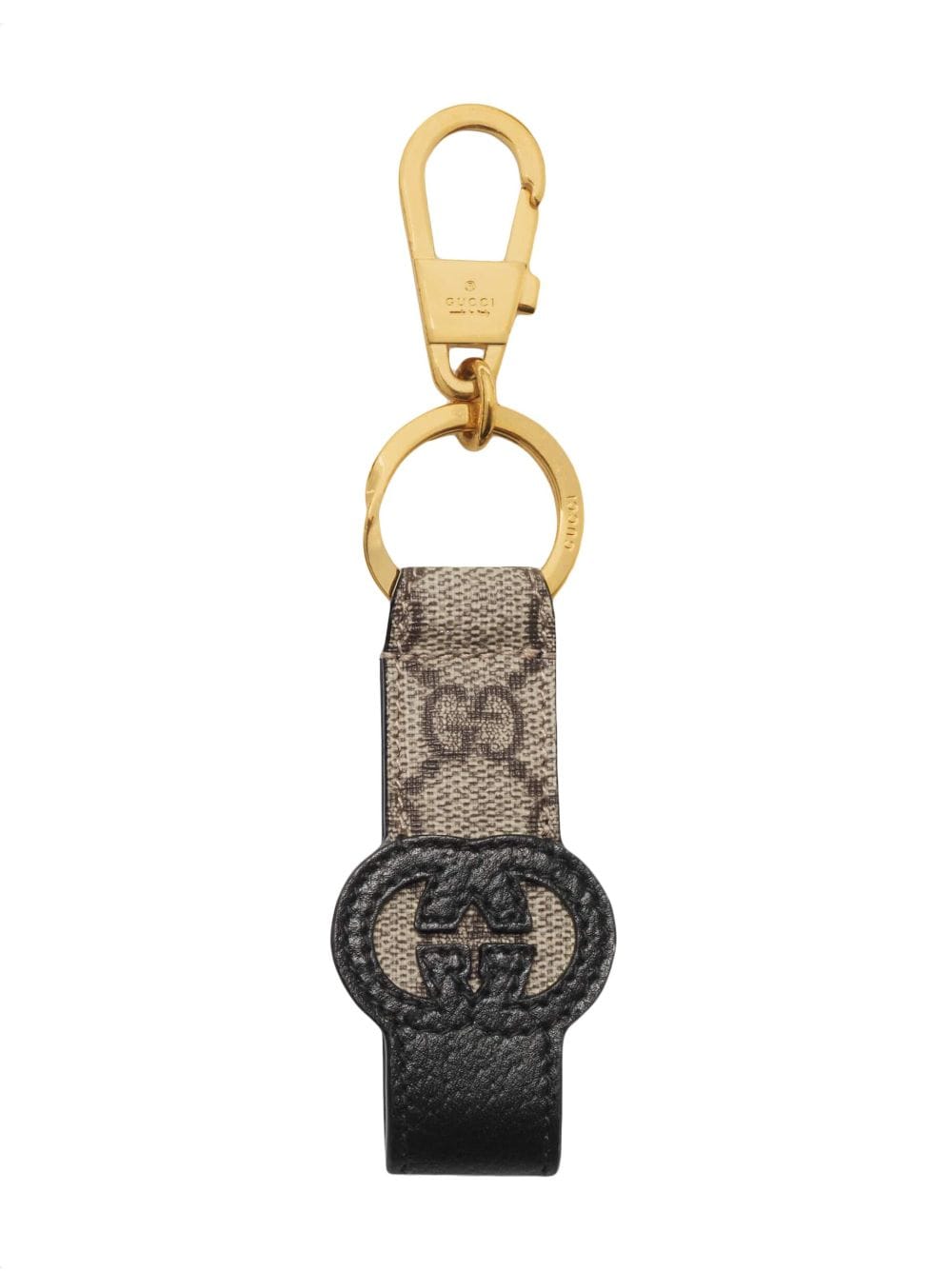 Gucci GG-patch leather keyring - Black von Gucci