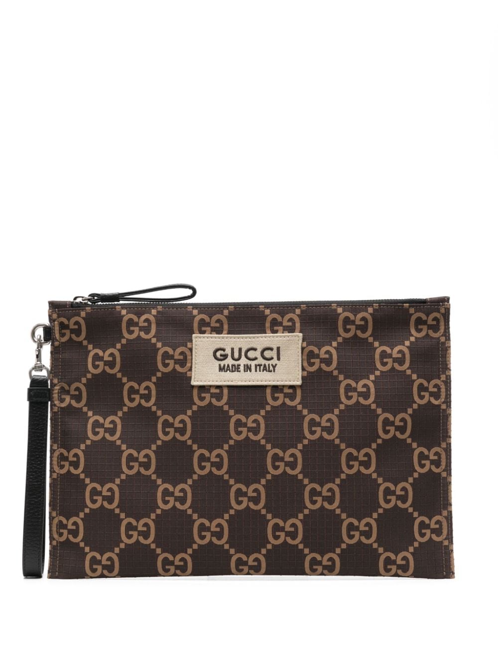 Gucci GG recycled polyester clutch - Brown von Gucci