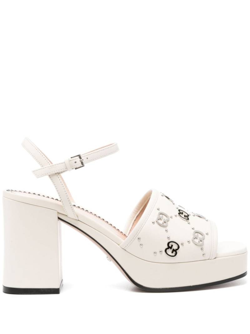 Gucci GG stud-embellished platform sandals - White von Gucci