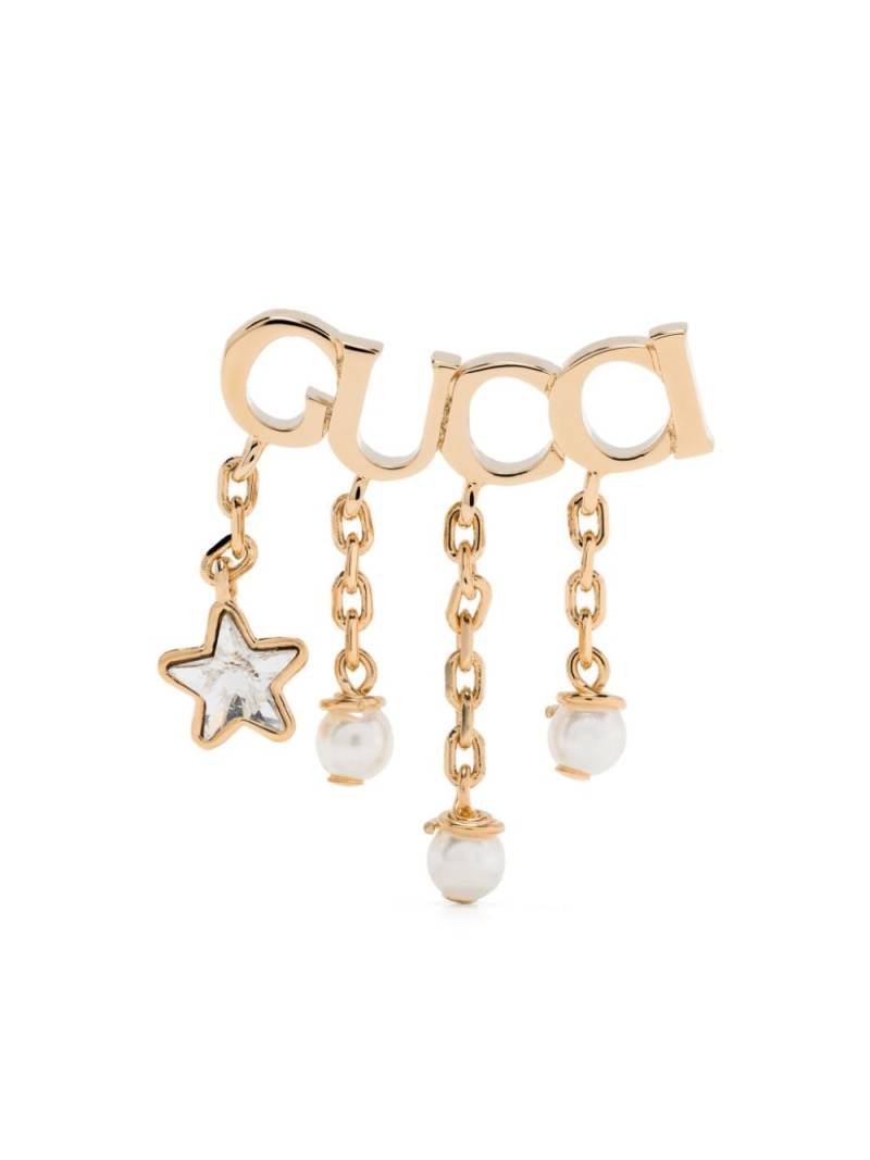 Gucci Script drop single earring - Gold von Gucci