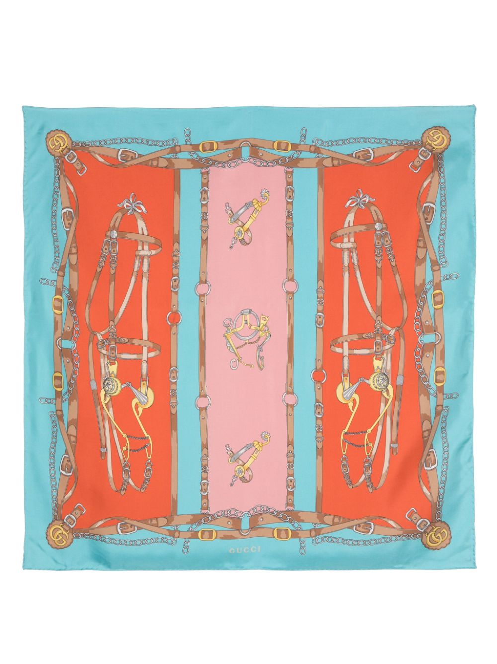 Gucci Harness Double G print scarf - Blue von Gucci