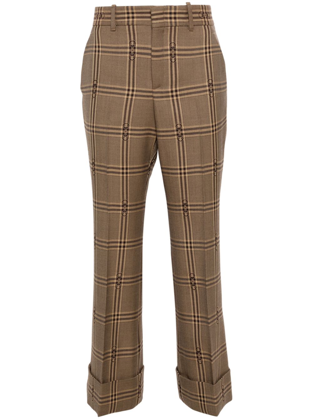 Gucci Horsebit-check flared trousers - Brown von Gucci