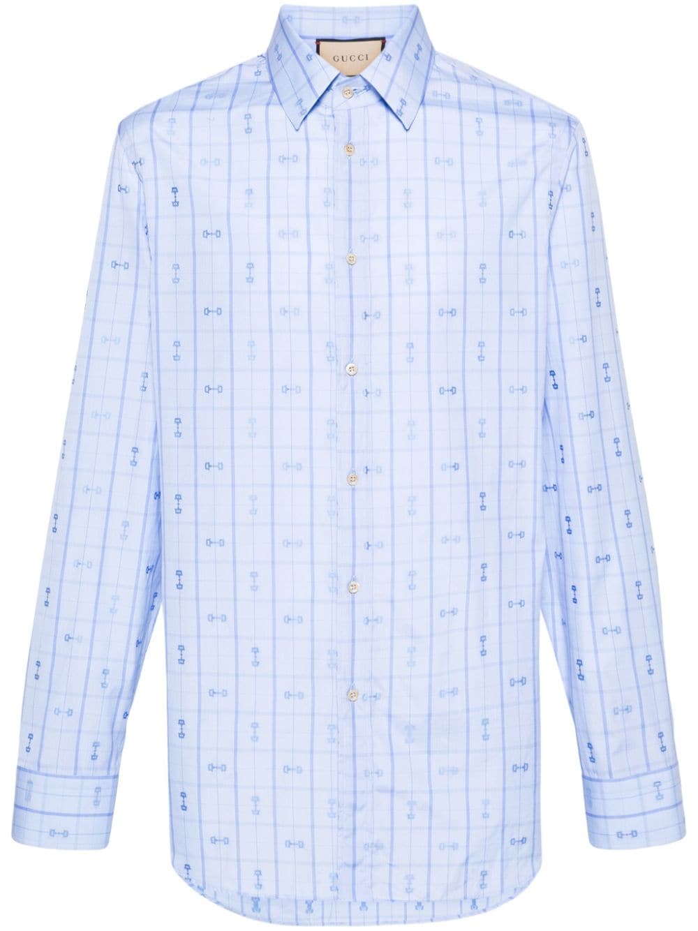 Gucci Horsebit-detail cotton shirt - Blue von Gucci