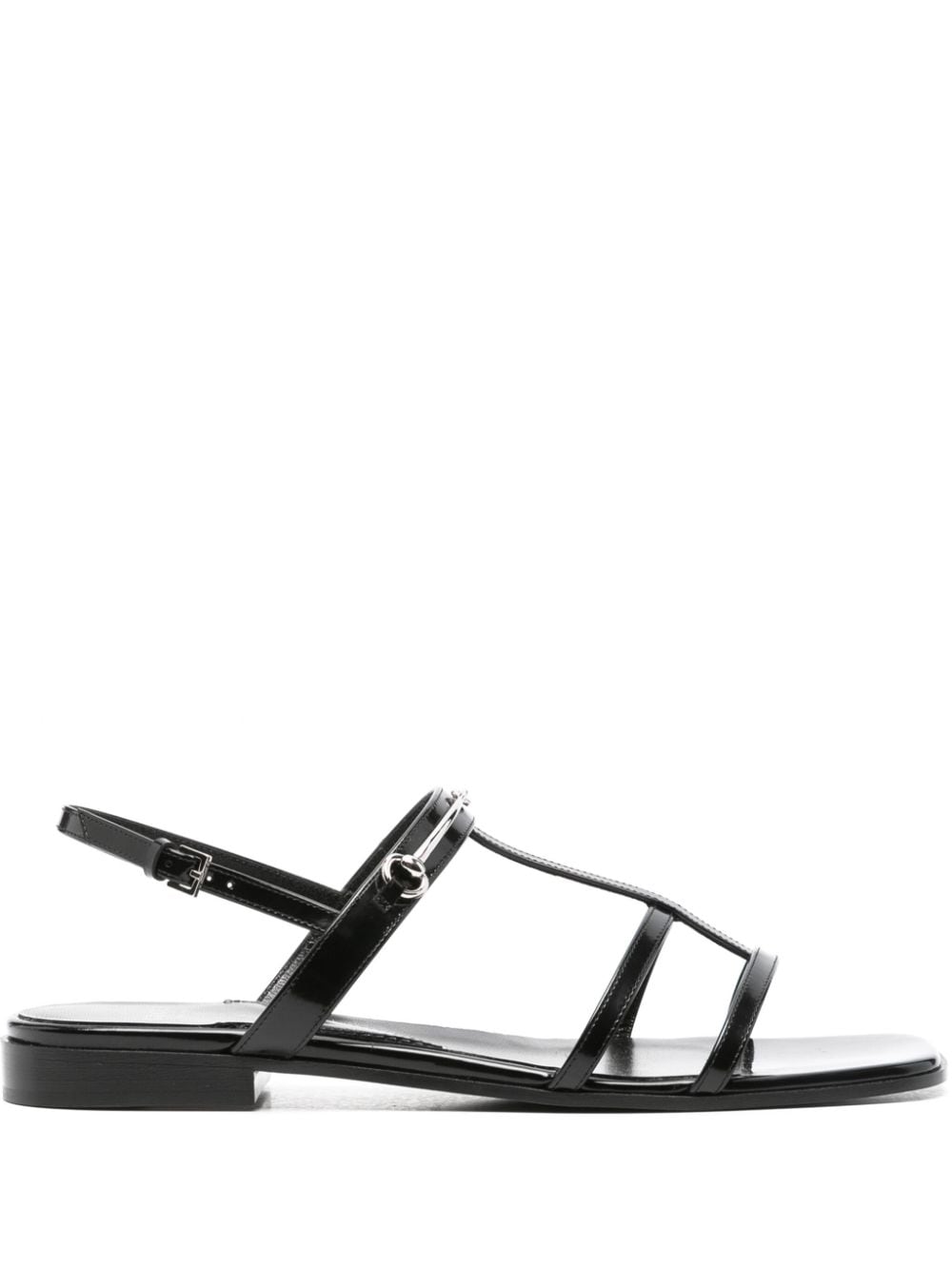 Gucci Horsebit flat leather sandals - Black von Gucci