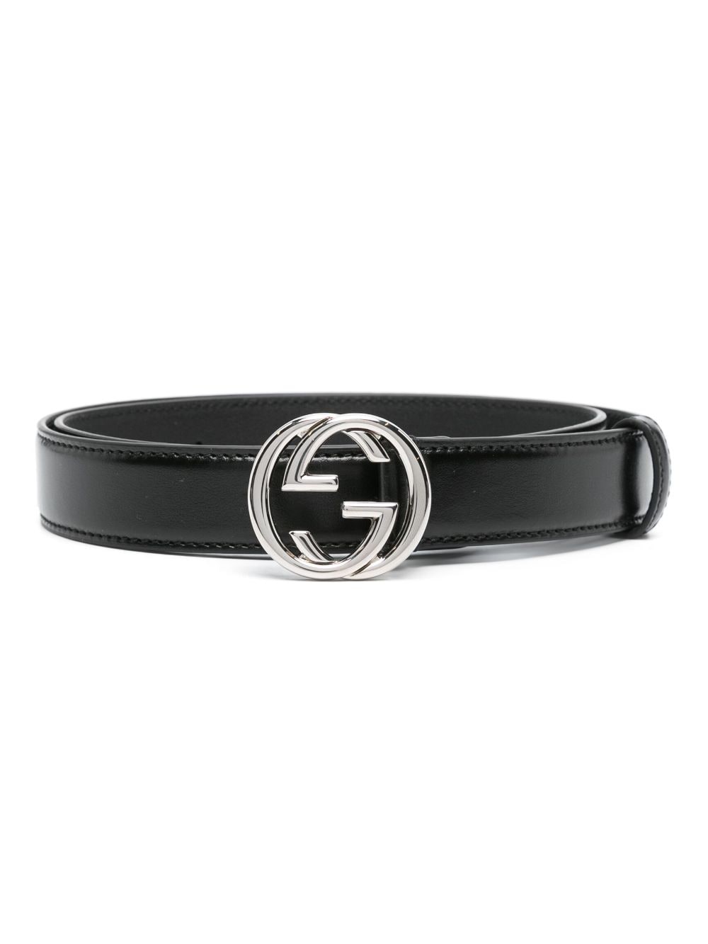 Gucci Interlocking G-buckle leather belt - Black von Gucci