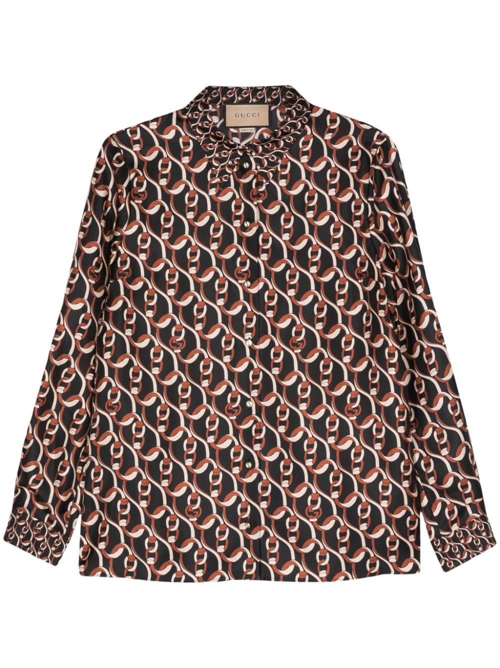 Gucci Interlocking G chain-print silk shirt - Black von Gucci