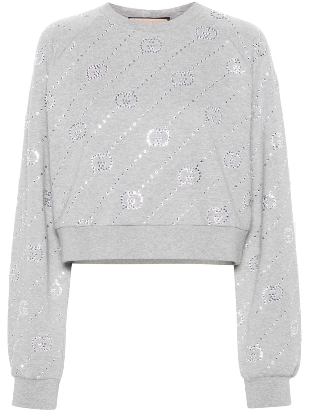 Gucci Interlocking G crystal-embellished sweatshirt - Grey von Gucci