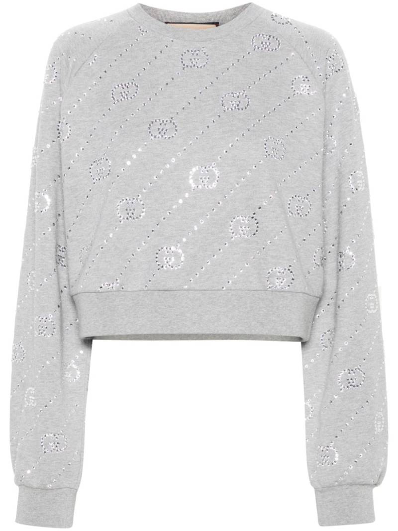 Gucci Interlocking G crystal-embellished sweatshirt - Grey von Gucci