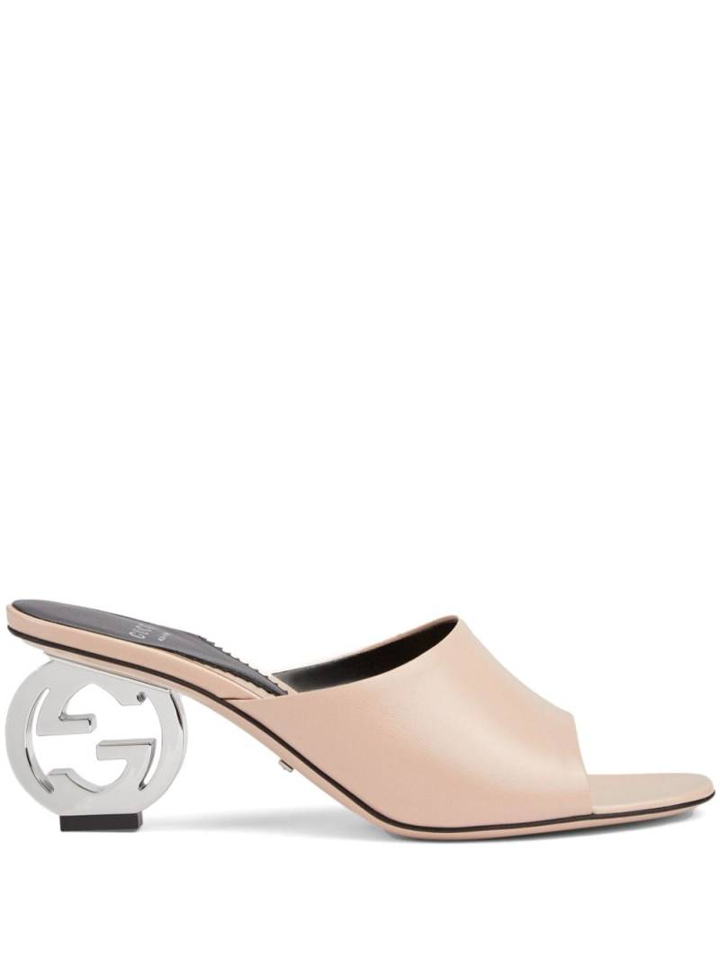 Gucci Interlocking G-heel leather mules - Pink von Gucci