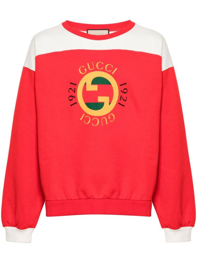 Gucci Interlocking G-print cotton sweatshirt - Red von Gucci