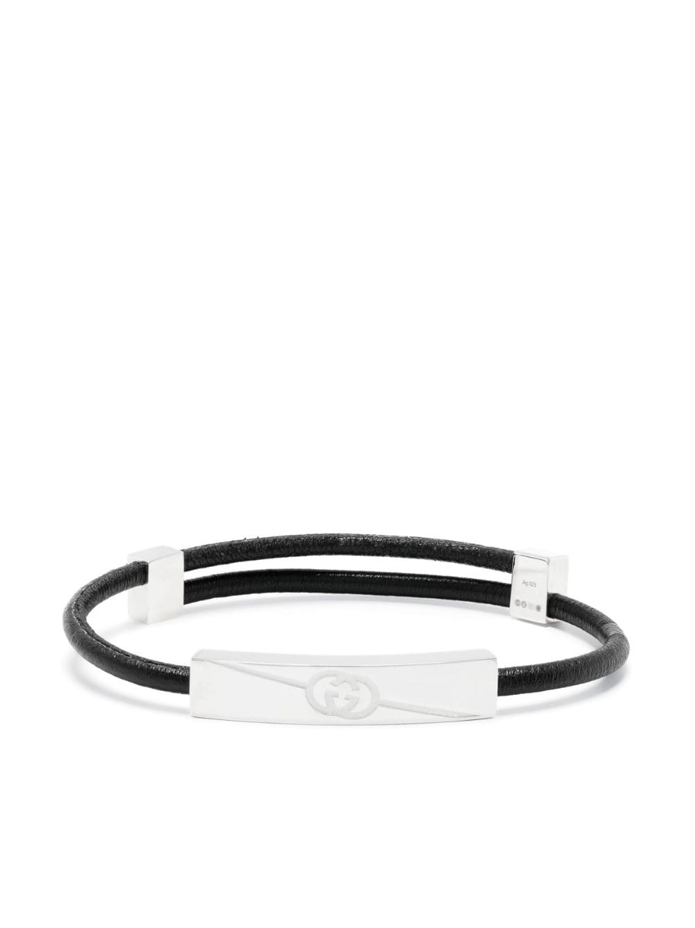 Gucci Interlocking G leather bracelet - Black von Gucci