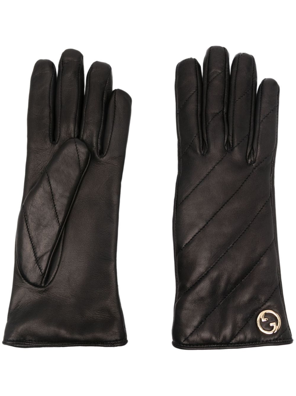 Gucci Interlocking G leather gloves - Black von Gucci