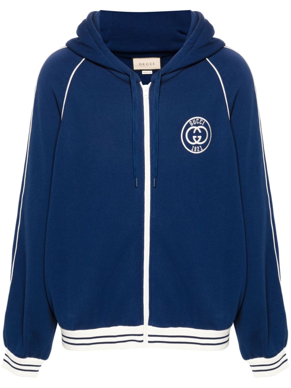 Gucci Interlocking G logo-patch zipped hoodie - Blue von Gucci