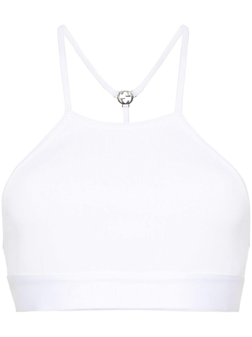 Gucci Interlocking G ribbed cropped top - White von Gucci