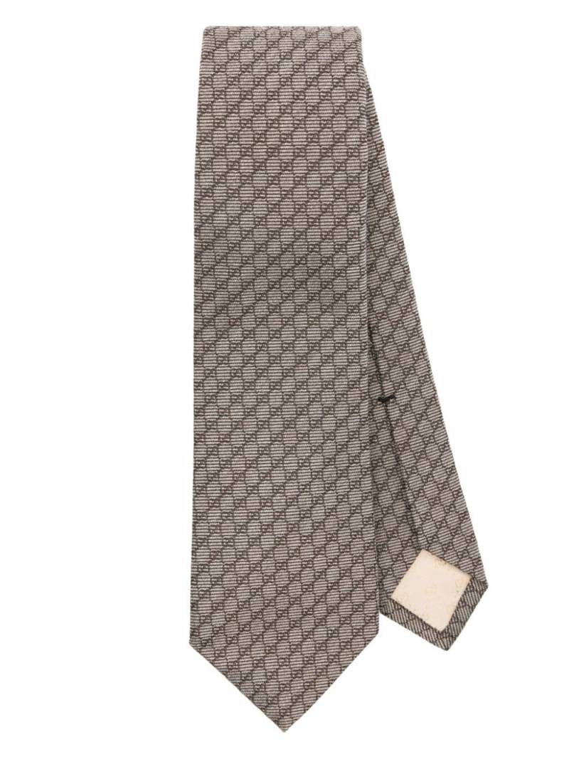 Gucci Interlocking G-jacquard silk blend tie - Neutrals von Gucci