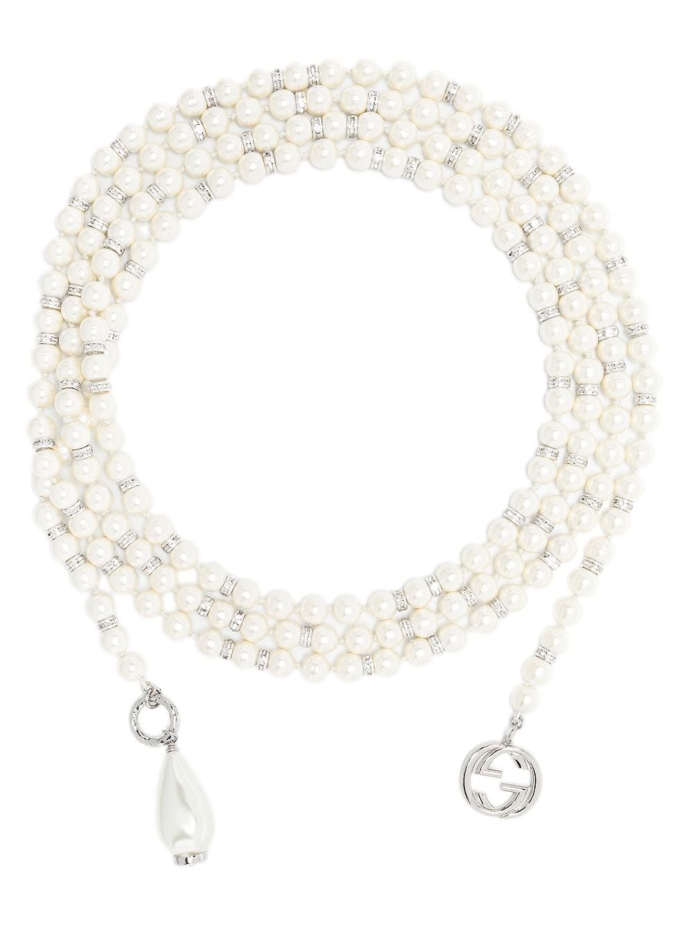 Gucci Interlocking G wrap pearl necklace - Silver von Gucci