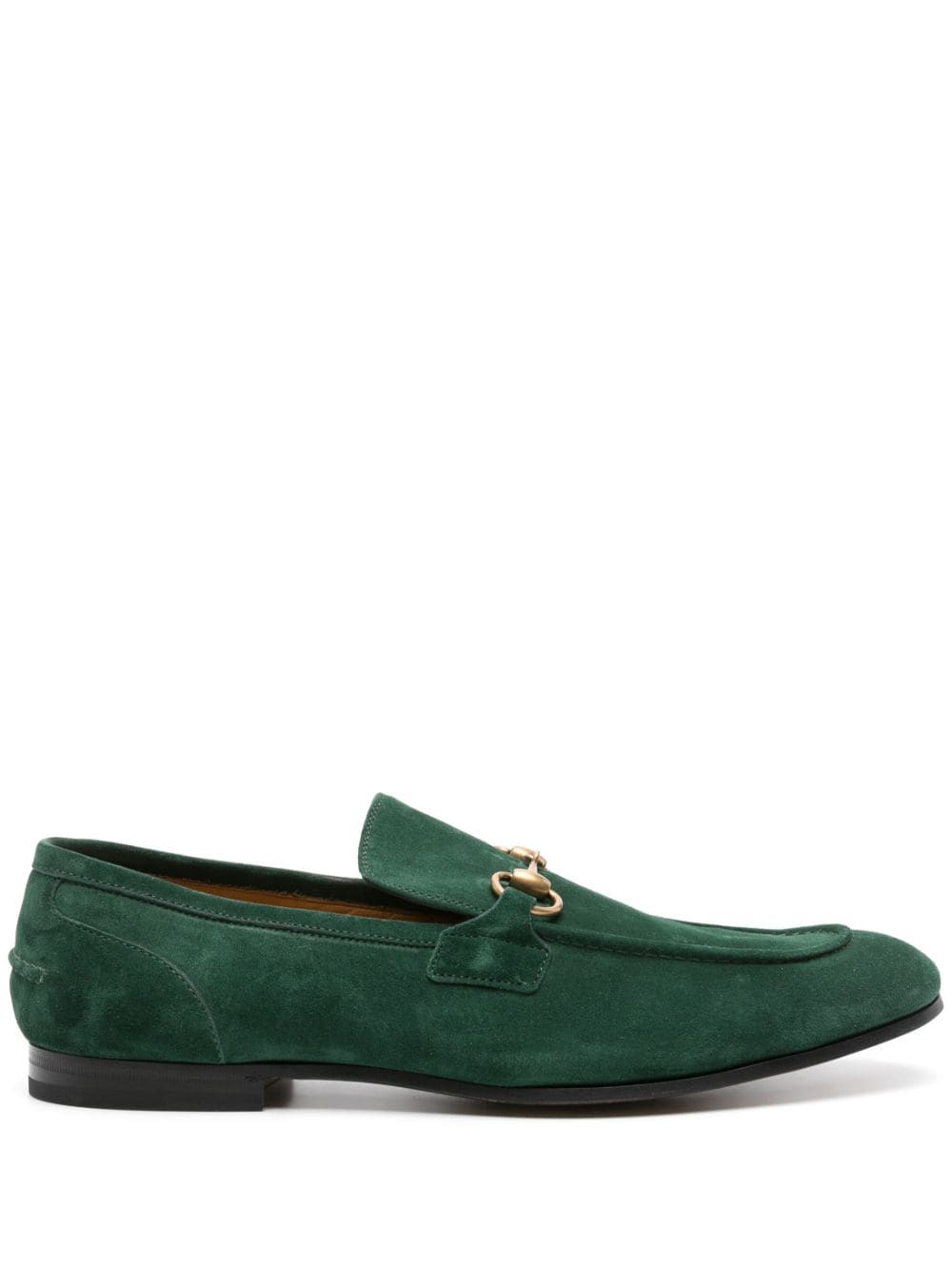 Gucci Jordaan Horsebit-detail suede loafers - Green von Gucci