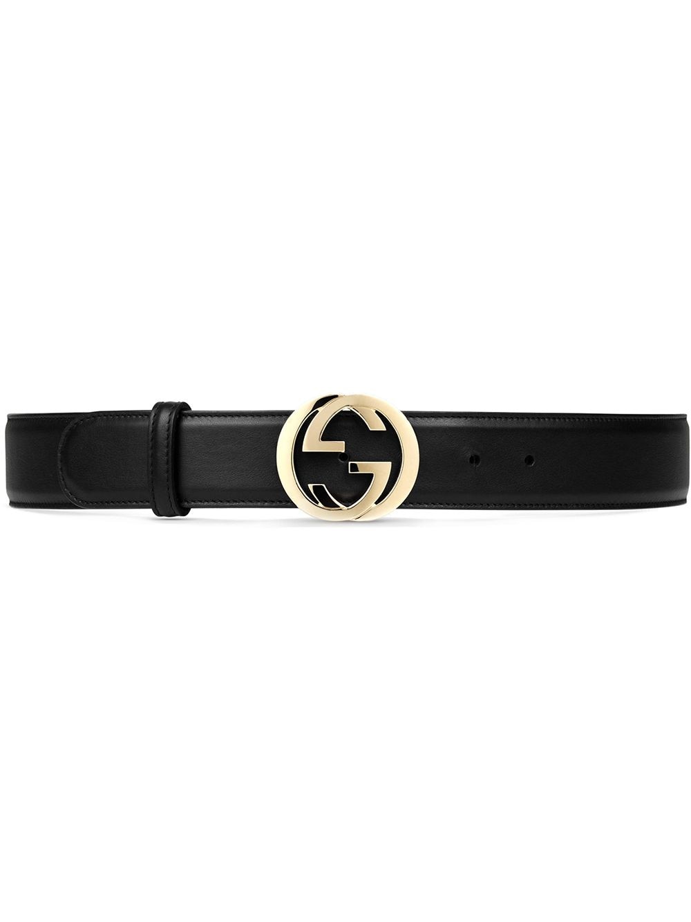 Gucci Leather belt with interlocking G buckle - Black von Gucci