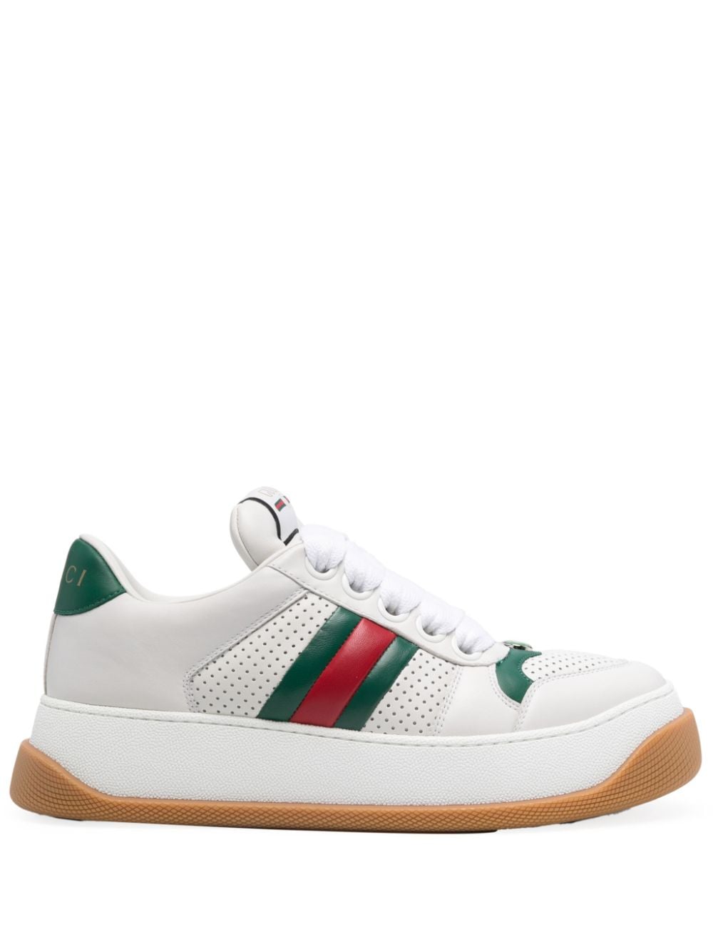 Gucci Screener lace-up leather sneakers - White von Gucci