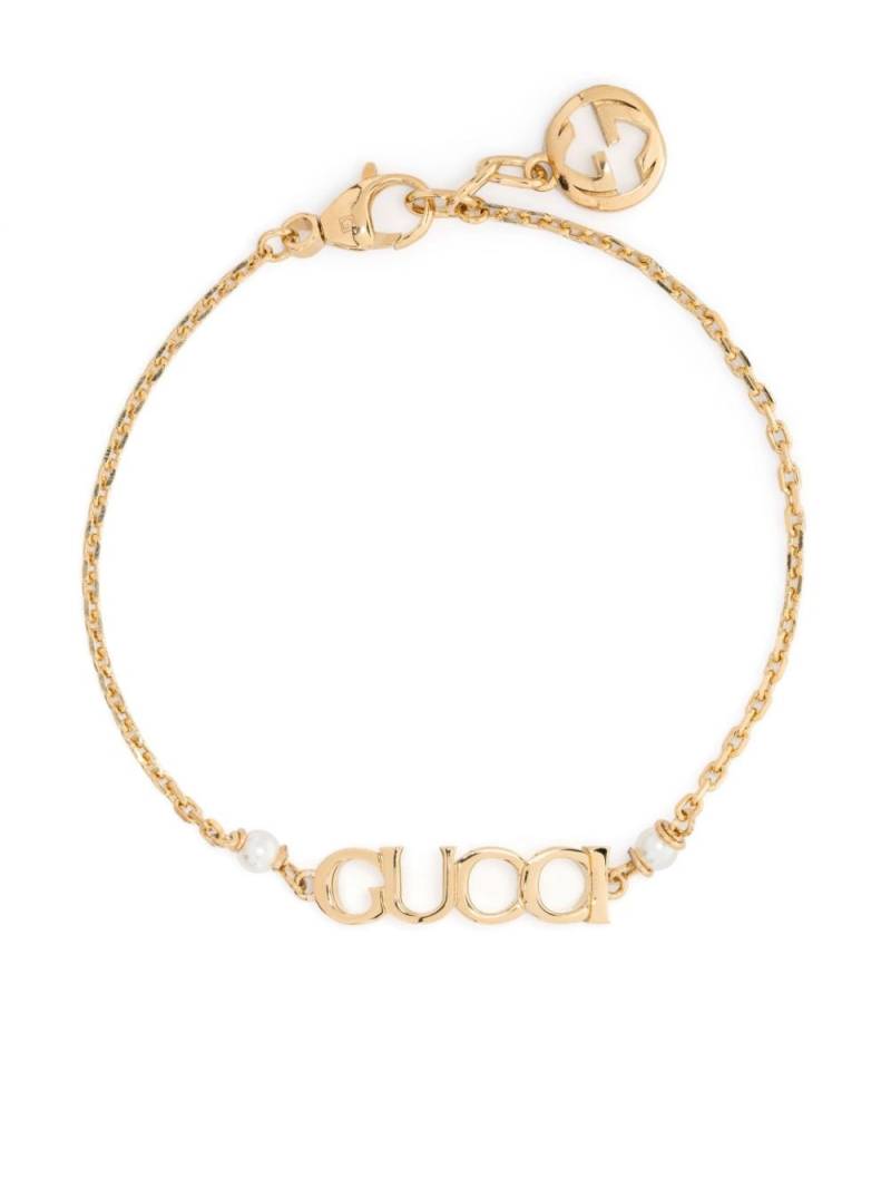 Gucci Script chain-link crystal bracelet - Gold von Gucci