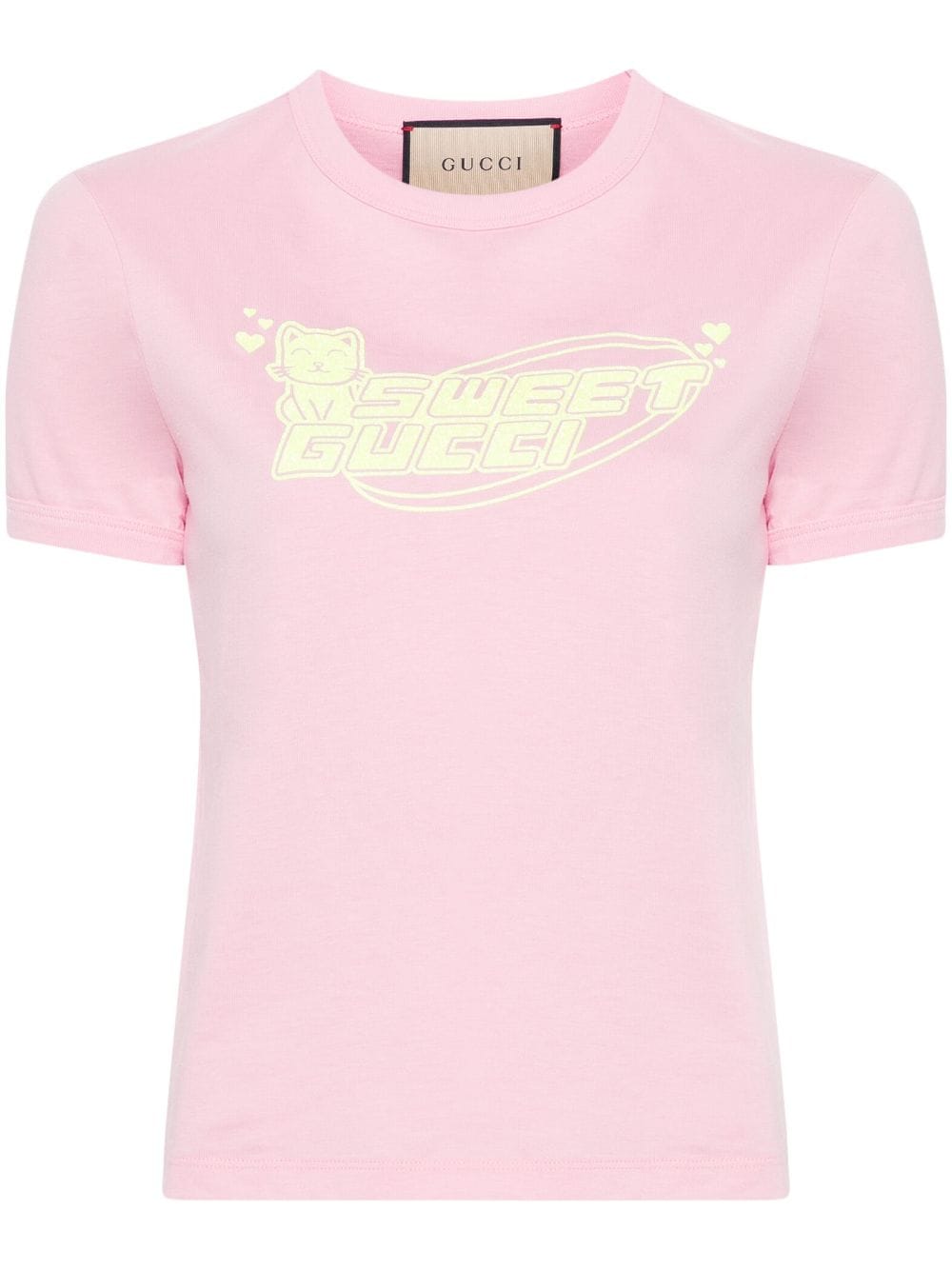 Gucci Sweet Gucci-print cotton T-shirt - Pink von Gucci