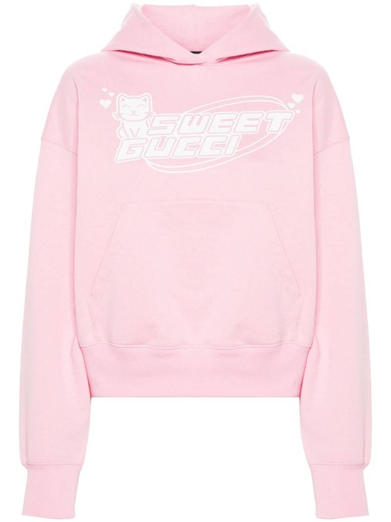 Gucci Sweet Gucci-print cotton hoodie - Pink von Gucci