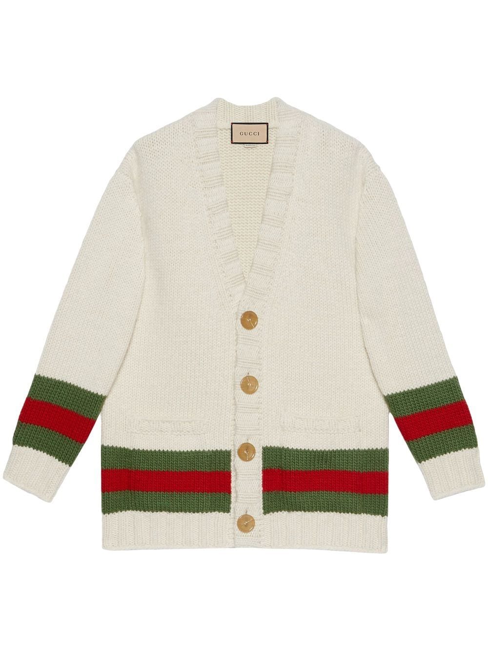 Gucci Web-detail V-neck cardigan - White von Gucci