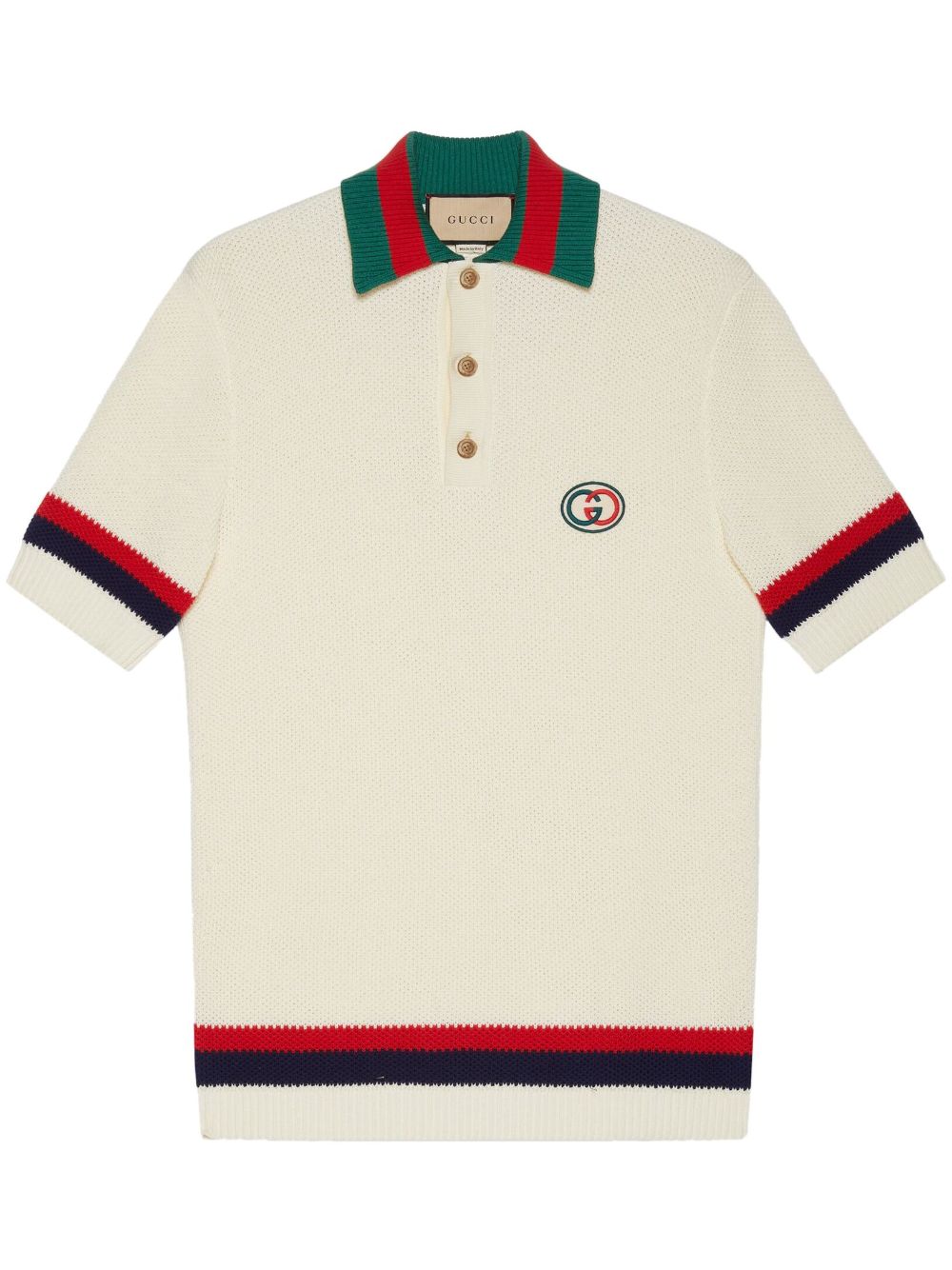 Gucci Web knitted cotton polo shirt - White von Gucci