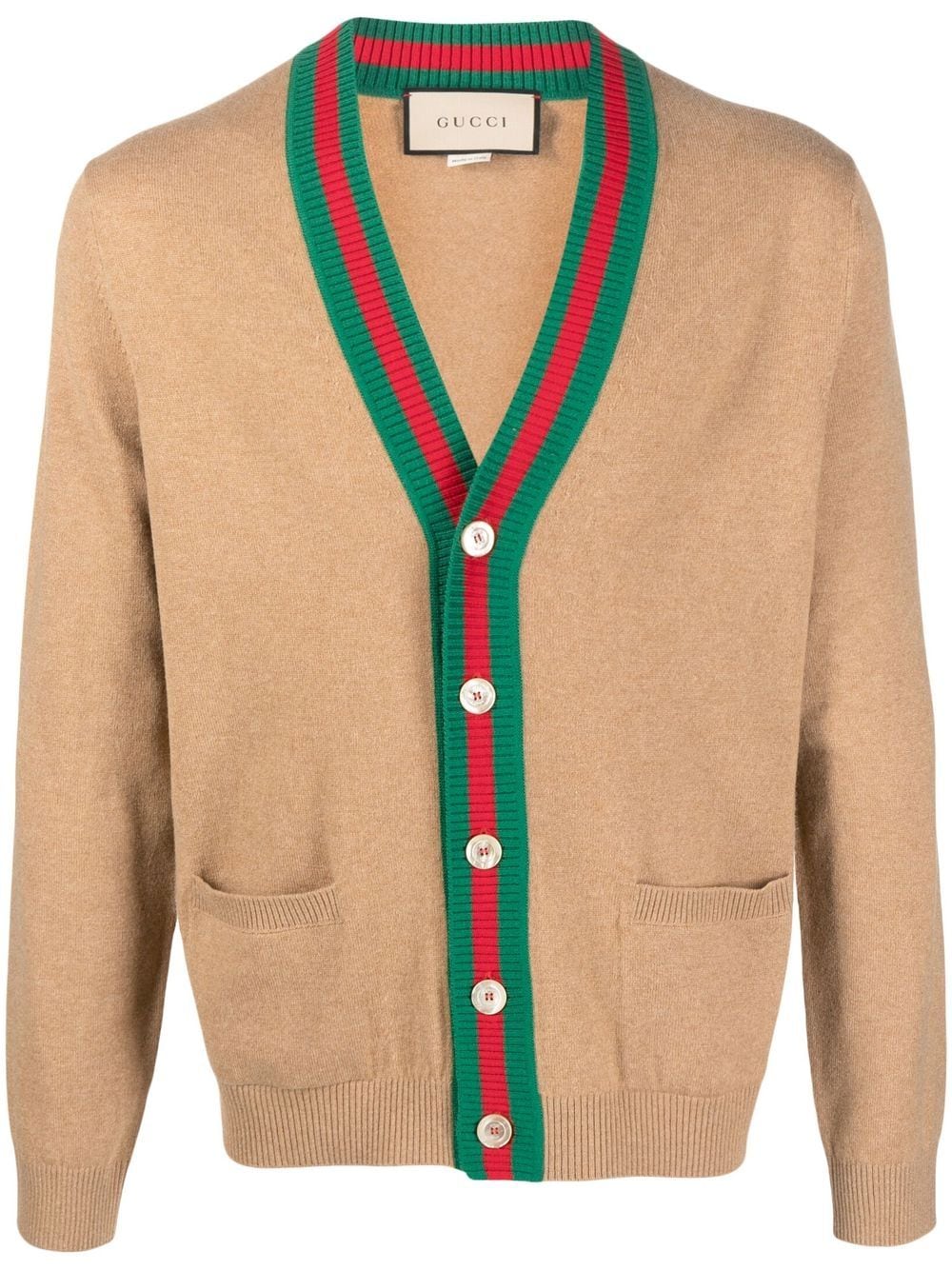 Gucci Web-stripe cashmere cardigan - Brown von Gucci
