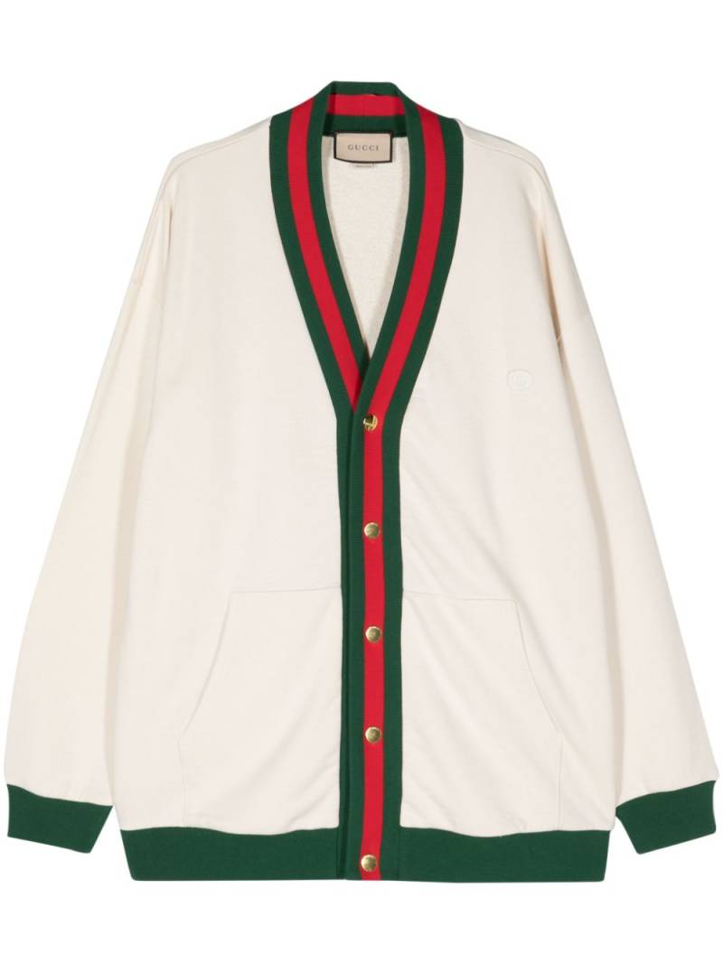 Gucci Web-stripe cotton cardigan - Neutrals von Gucci