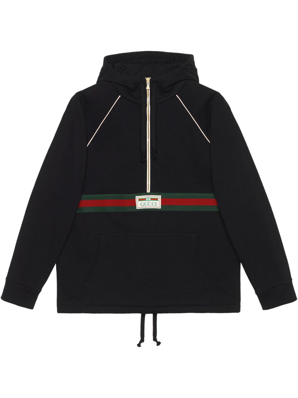 Gucci Web-stripe cotton hoodie - Black von Gucci