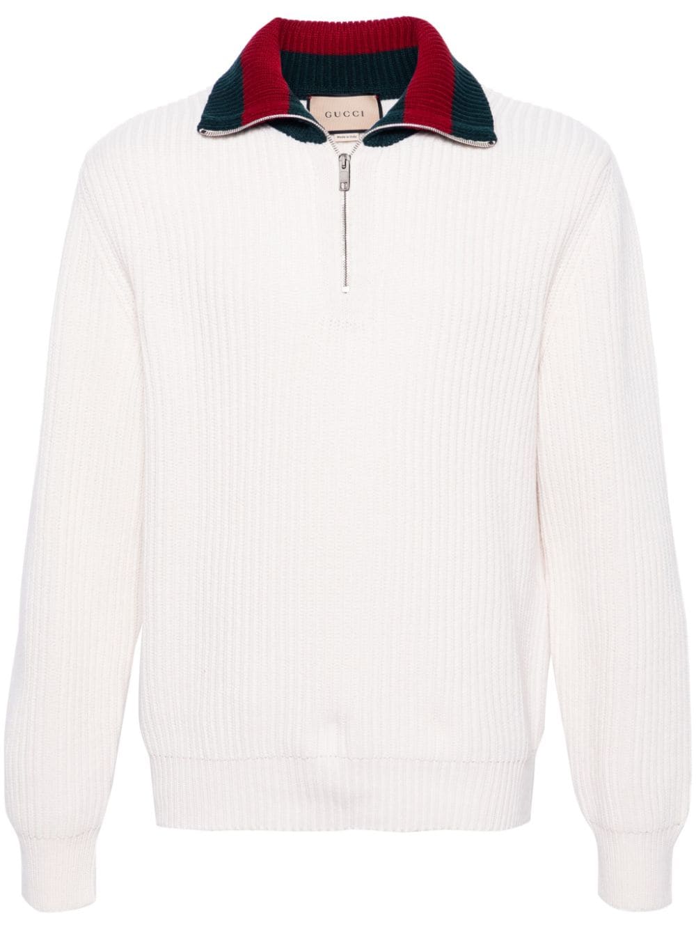 Gucci Web-stripe ribbed wool jumper - White von Gucci