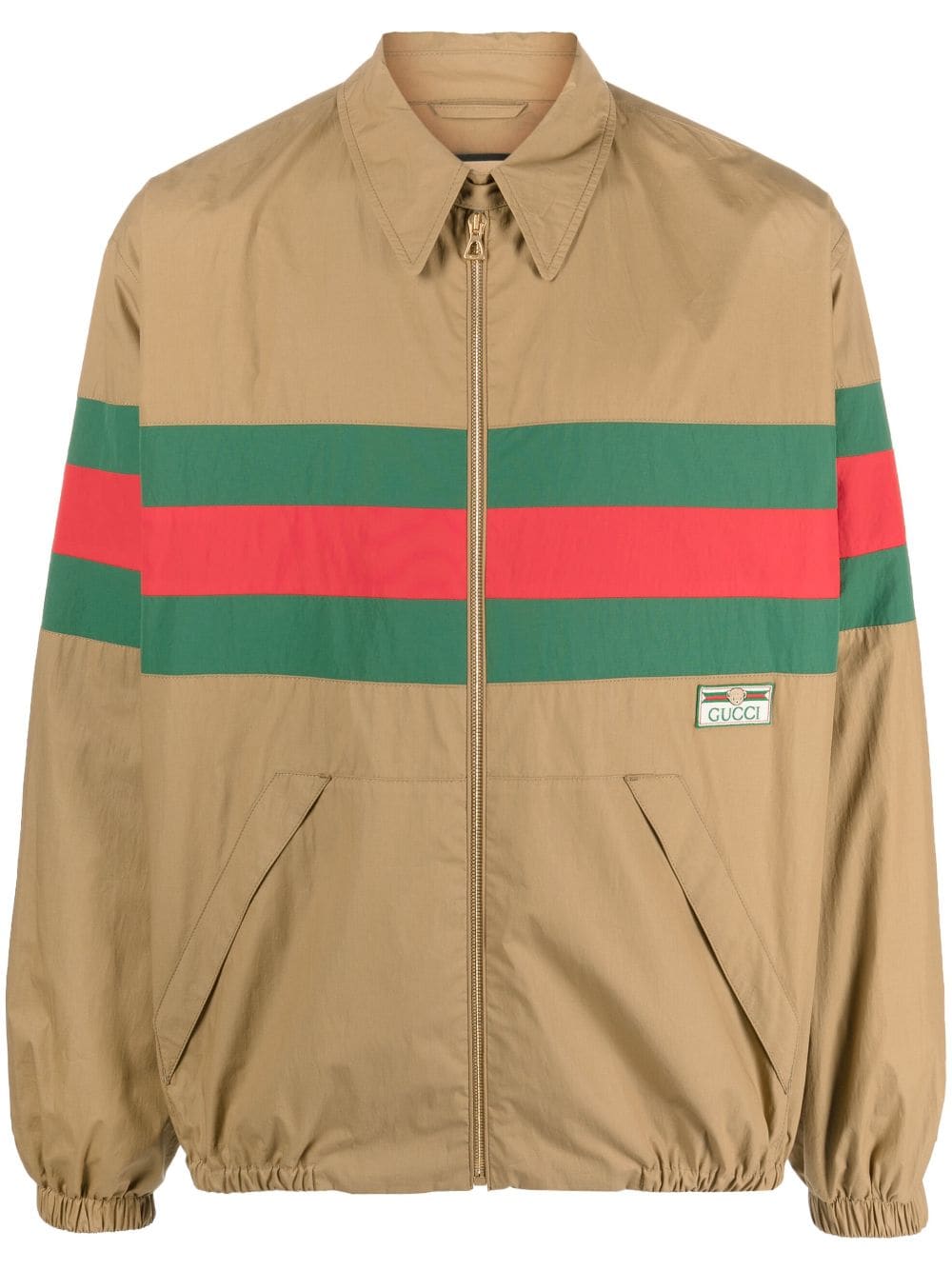 Gucci Web-stripe zip-up shirt jacket - Brown von Gucci