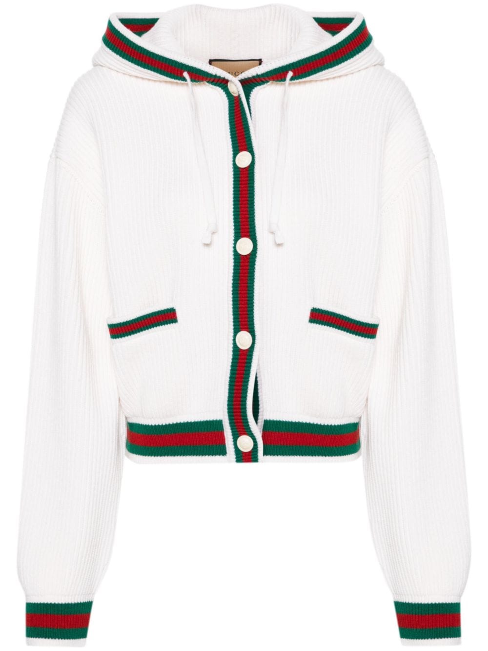 Gucci Web-stripe hooded cardigan - White von Gucci