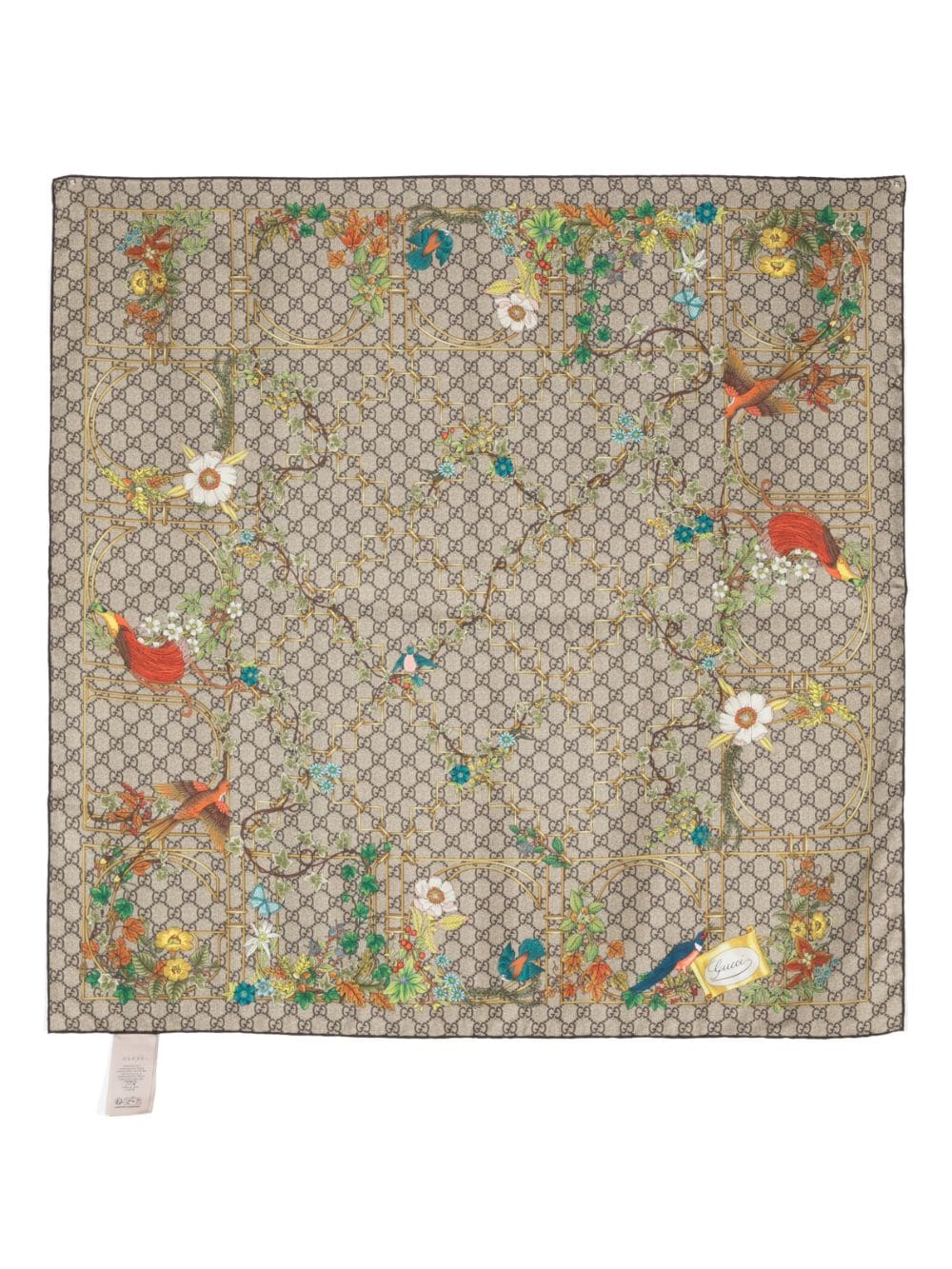 Gucci floral-print silk scarf - Neutrals von Gucci