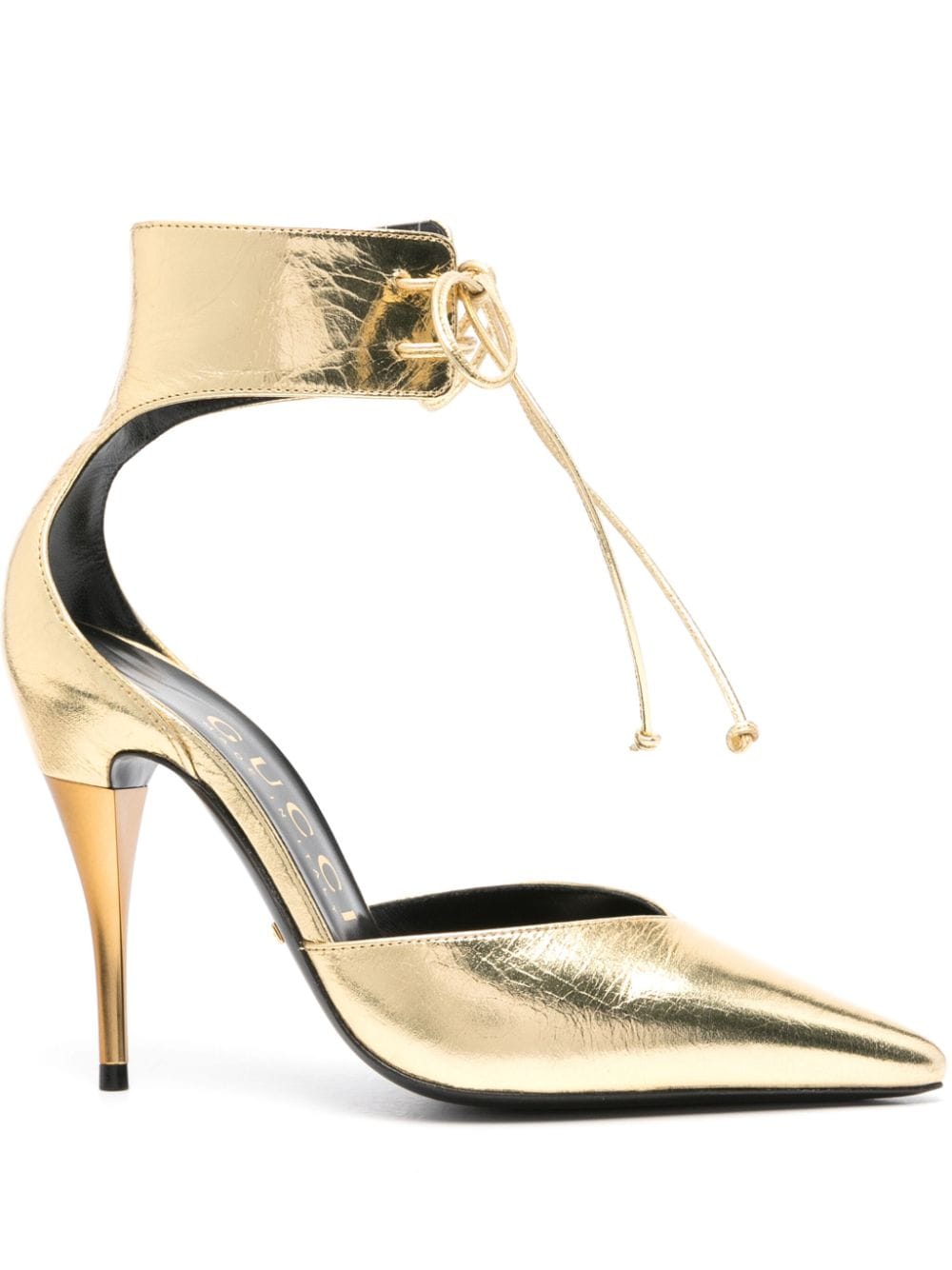 Gucci ankle-cuff metallic leather pumps - Gold von Gucci