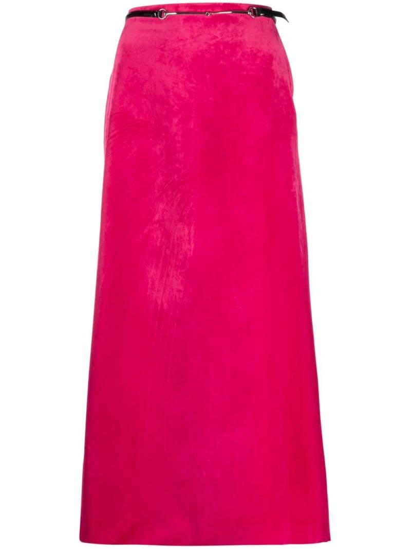 Gucci belted velvet maxi skirt - Pink von Gucci