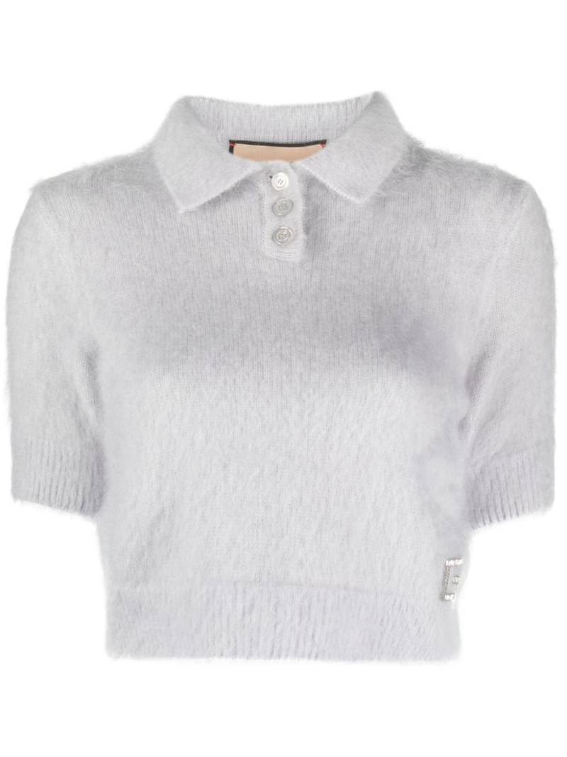 Gucci brushed knitted polo top - Grey von Gucci