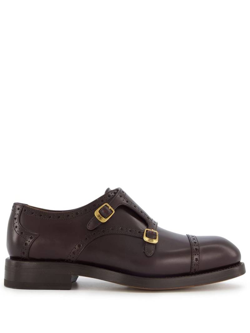 Gucci buckle-detail leather monk shoes - Red von Gucci