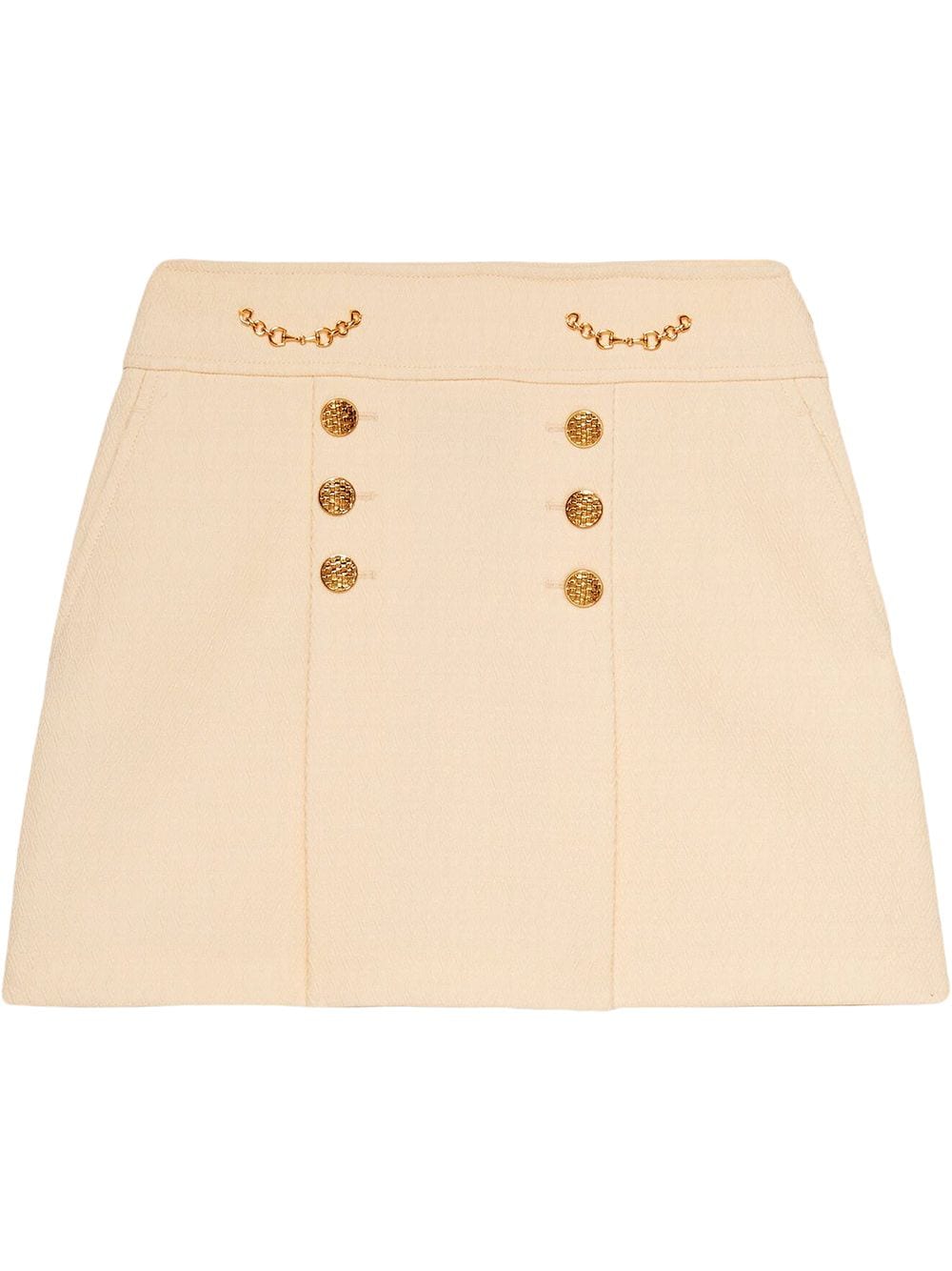 Gucci button detail A-line mini skirt - White von Gucci