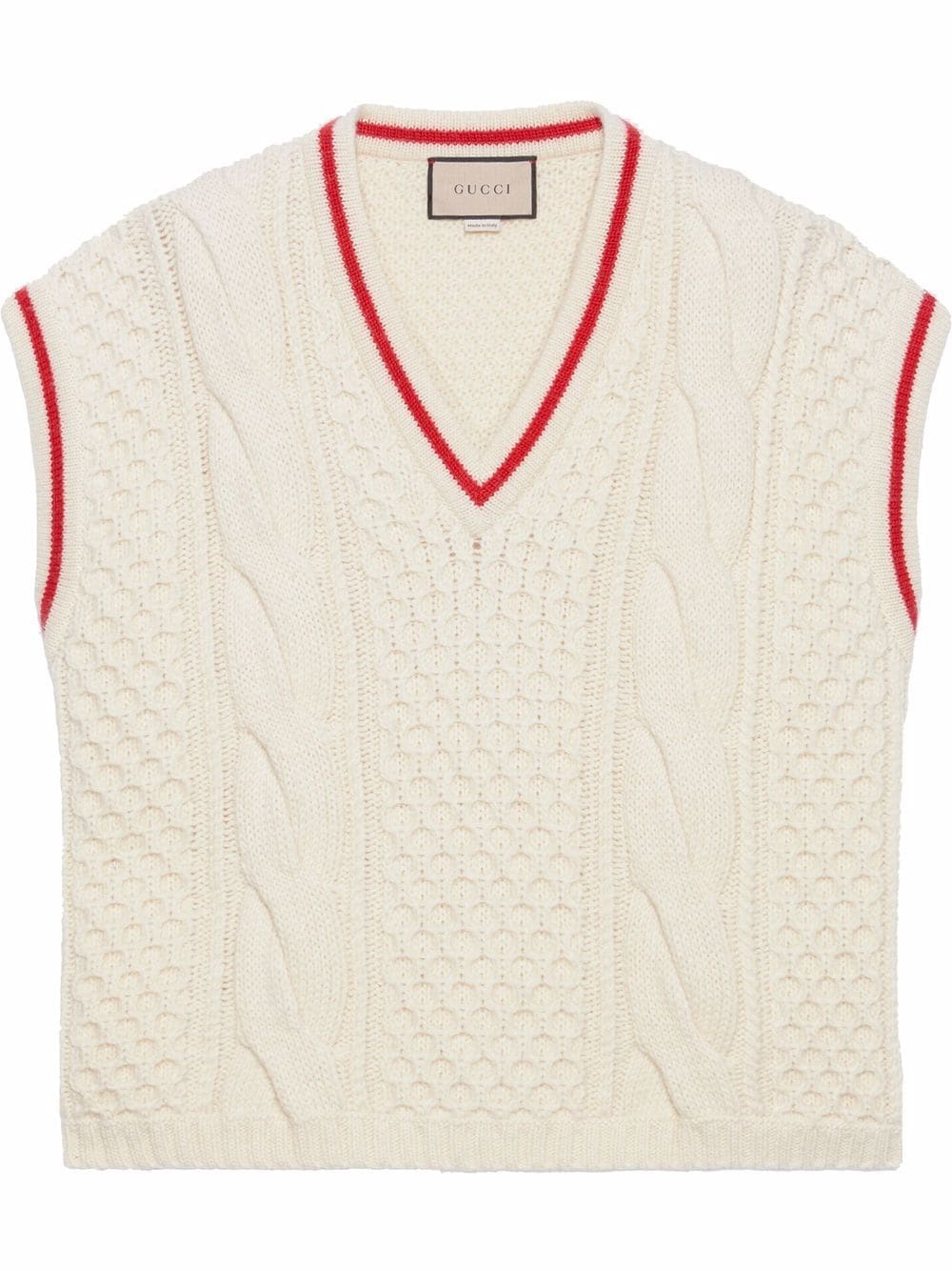 Gucci cable-knit V-neck vest - White von Gucci