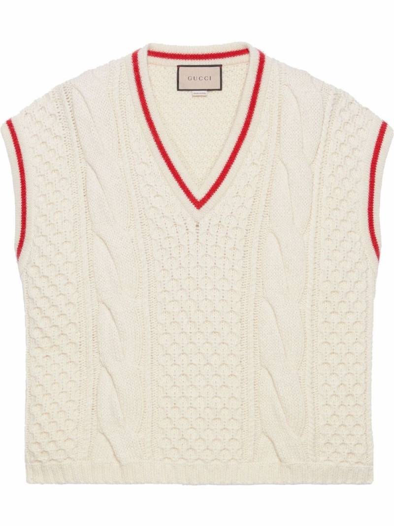 Gucci cable-knit V-neck vest - White von Gucci