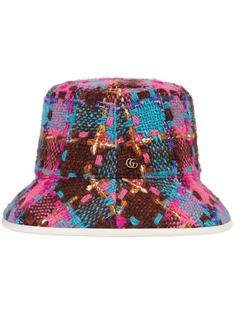 Gucci checked tweed bucket hat - Pink von Gucci