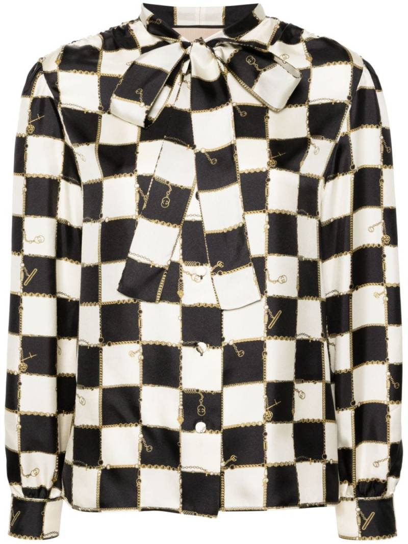 Gucci checkerboard silk shirt - Black von Gucci
