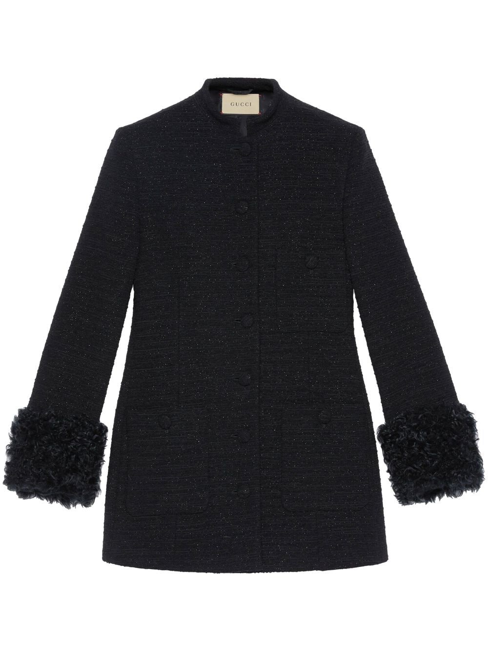 Gucci contrasting-cuffs bouclé fitted jacket - Black von Gucci