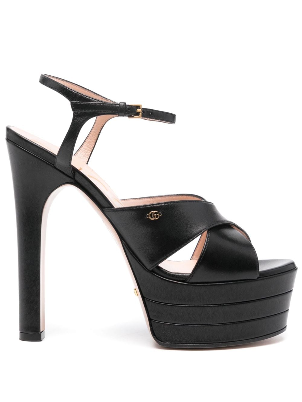 Gucci crossover-strap platform leather sandals - Black von Gucci