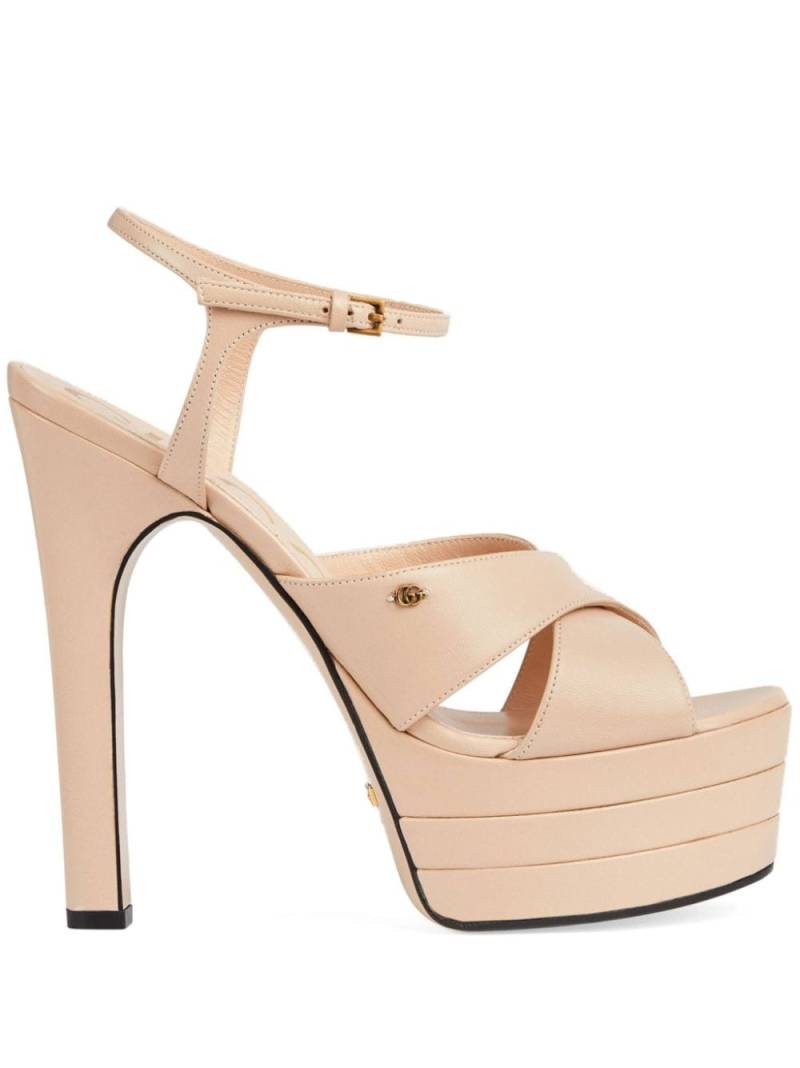 Gucci crossover-strap platform leather sandals - Pink von Gucci