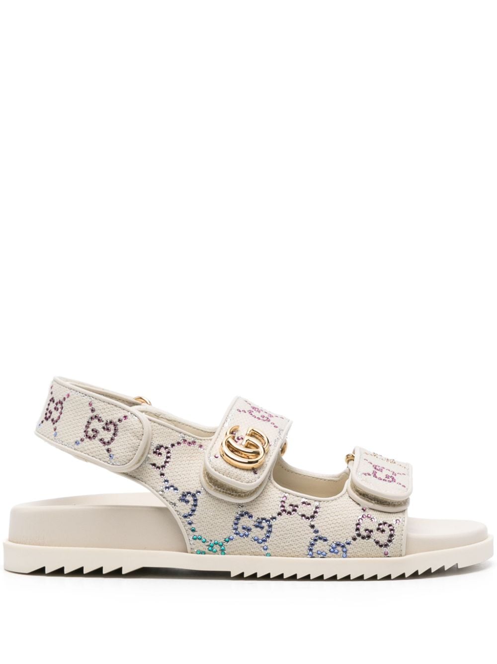 Gucci crystal-embellished canvas sandals - Neutrals von Gucci
