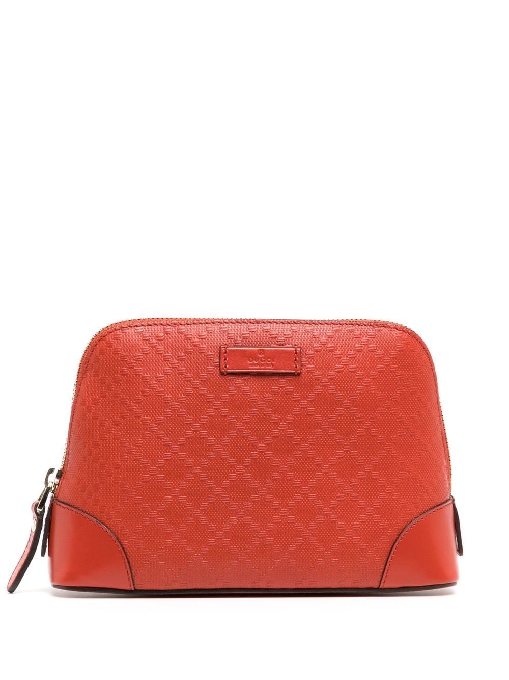 Gucci embossed logo-patch makeup bag - Orange von Gucci