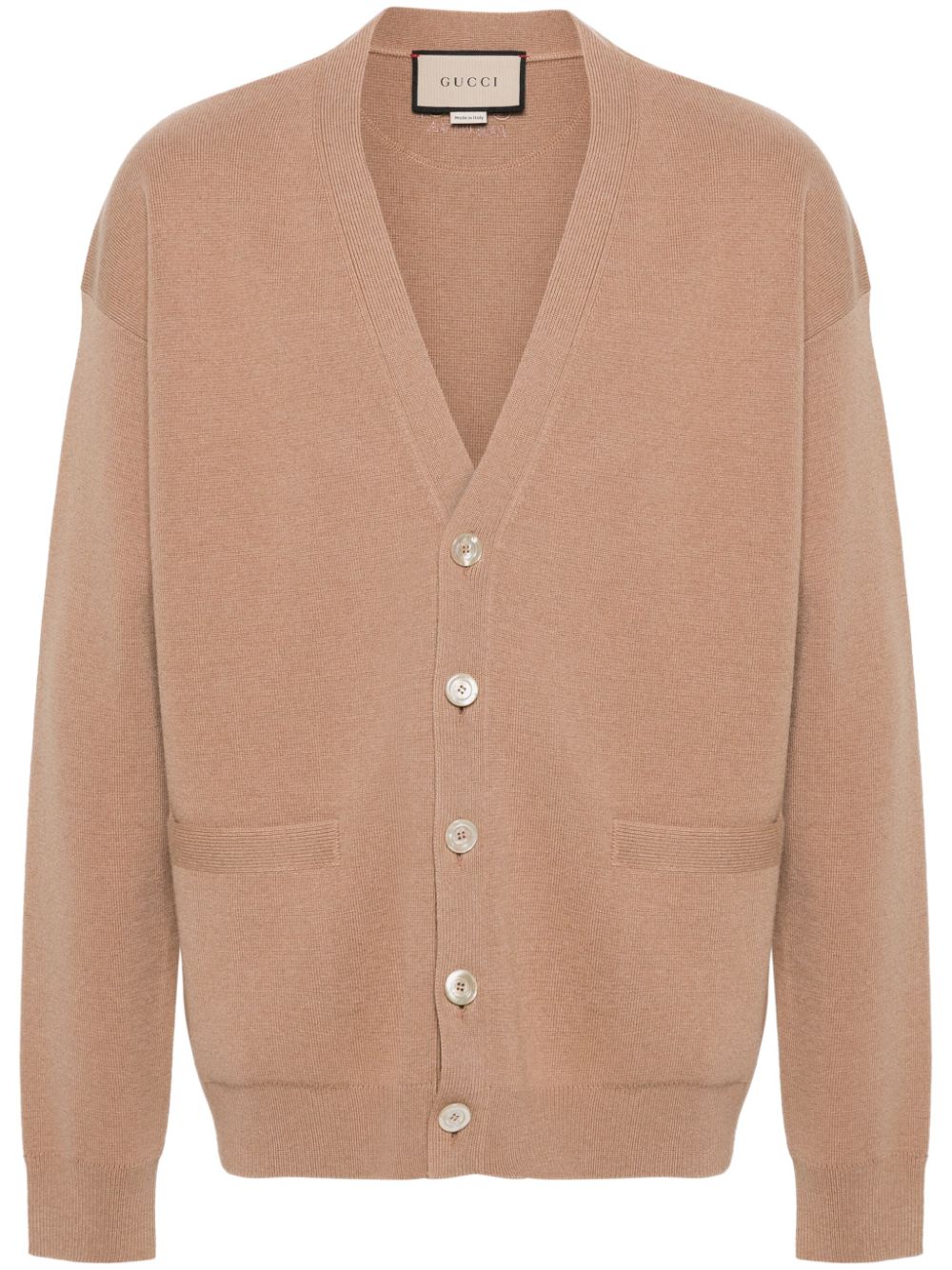 Gucci embroidered logo cashmere cardigan - Brown von Gucci